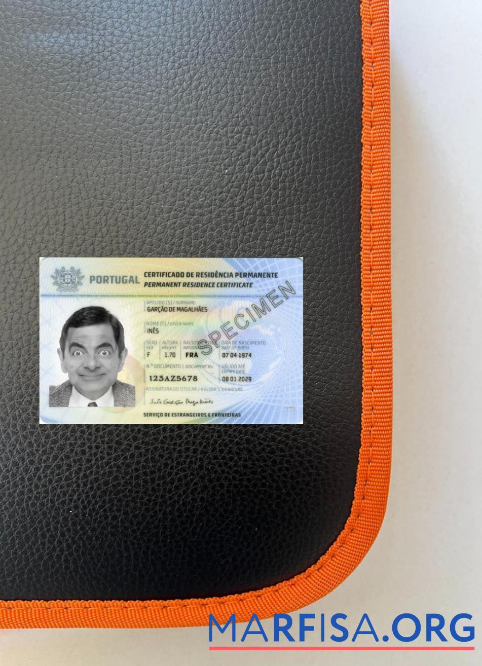 Printable Portugal permanent residence certificate photolook front sample
